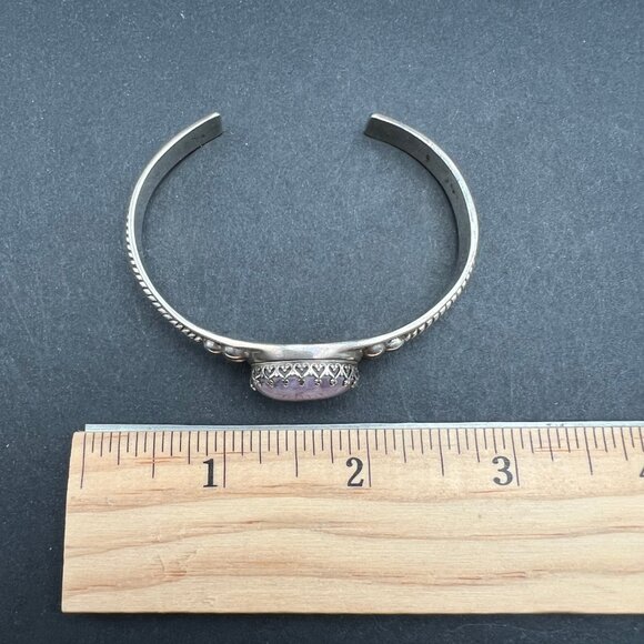Relios Carolyn Pollack Amethyst Sterling Cuff Bracelet Bezel Set Southwestern - Picture 2 of 10